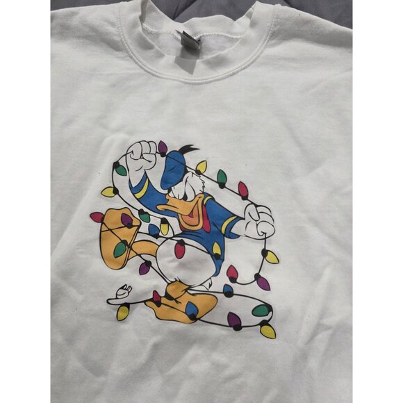 Adorable Christmas Lights Tangle Donald Disney Size Small Adult Sweatshirt - Picture 2 of 5